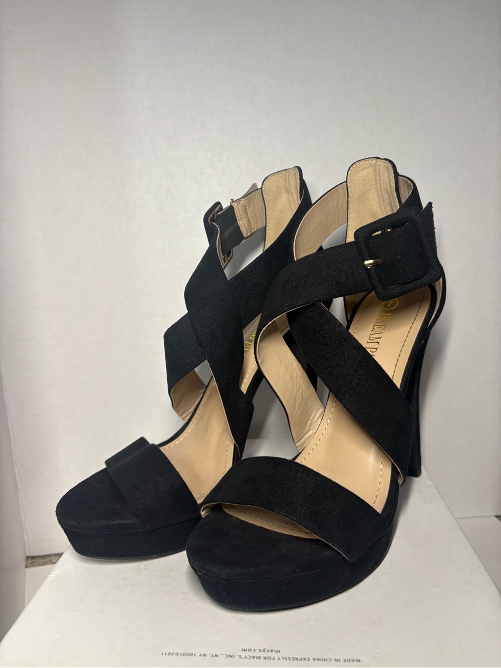 Dream Pairs Black Crisscross Platform Heels
